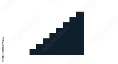 Minimalist black staircase icon with five steps on white background