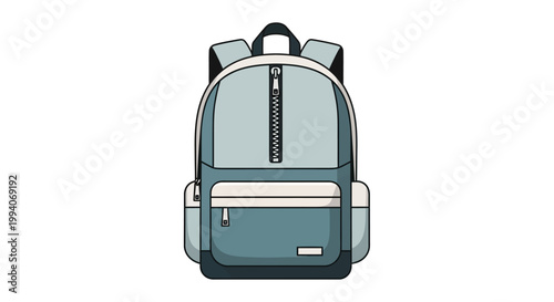 Minimalist vector illustration of a modern backpack on white background