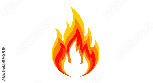 Colorful flame icon symbolizing heat and energy on white background