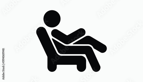 Black stick figure sitting on chair person vector illustration isolated on white background