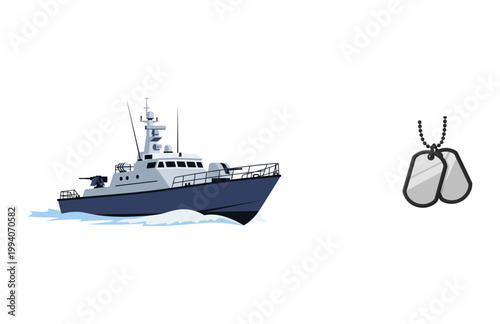 Photos Detailed vector illustration of a military patrol boat and classic identificatio