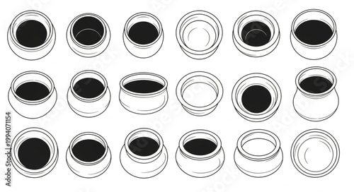 Collection of Coffee Cups Viewed From Above.