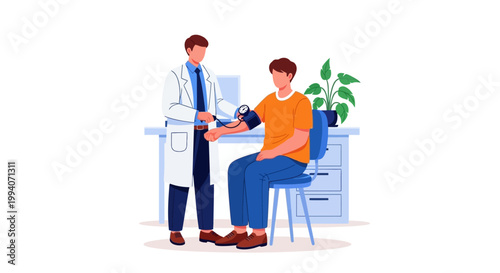 Doctor administering a blood test to a patient in a modern medical office