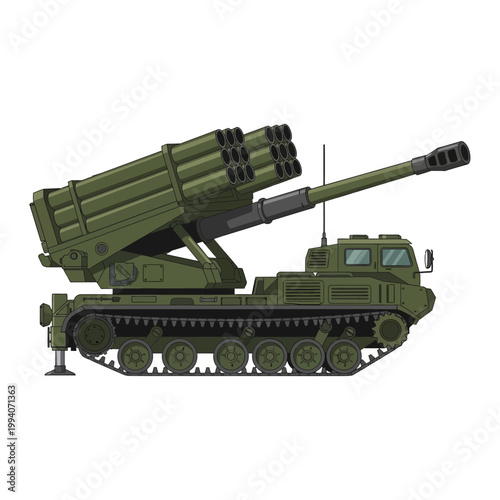 Self-Propelled Rocket Launcher Military Vehicle Illustration