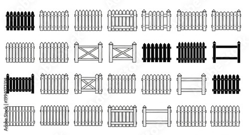 Collection of Various Wooden Fence Designs and Styles.