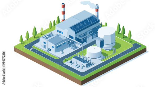 isometric view of an industrial building