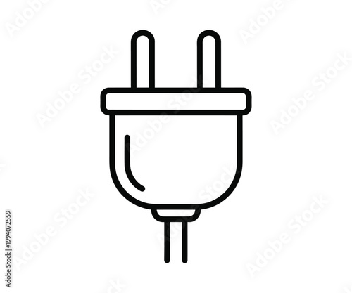 Simple black and white line drawing of an electrical plug