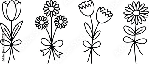 Rustic Wildflower Arrangement Collection with Stylized Blooms and Slender Stems for Creative Floral Designs