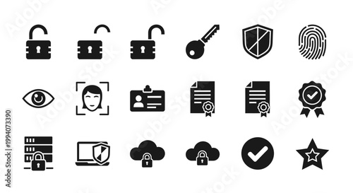 Security Icons Set for Protection and Safety.