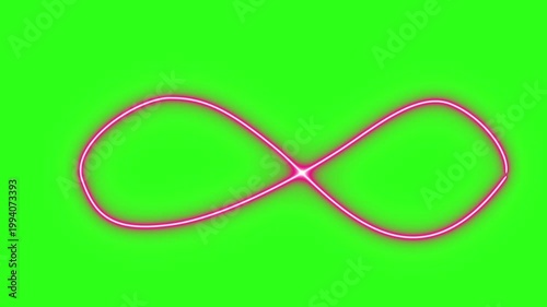 Neon light effect line design animation on green screen