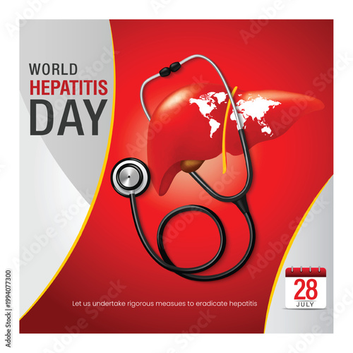 world hepatitis day, 28 july hepatitis day,simple typography and world map concept about hepatitis day editable social media template, simple typography, 