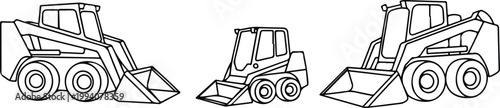Construction machines working together excavating and moving materials at building site vector illustration