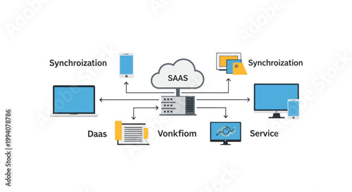 SaaS Cloud Computing Architecture with Data Synchronization and Services.
