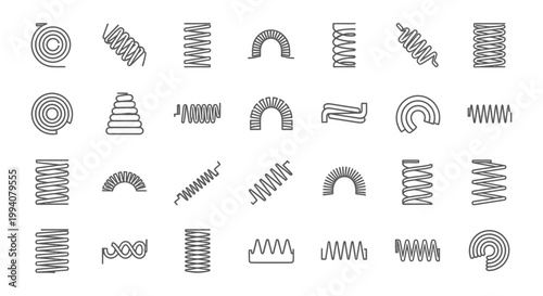 collection of different spring coil icons representing various types and uses
