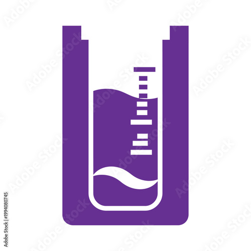 Science beaker with liquid and measurement marks, graduated cylinder