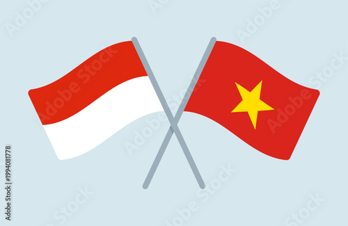 Vector Indonesia and Vietnam Flags Illustration