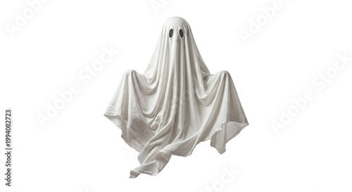 Canvastavla Floating white sheet ghost costume with cut out eye holes