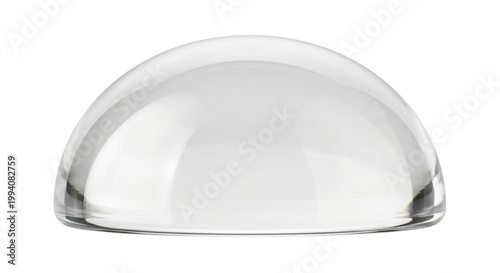 Fotografie Empty transparent glass dome cloche covering on flat base