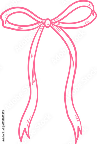 Whimsical Hand Drawn Ribbon Bow Clipart