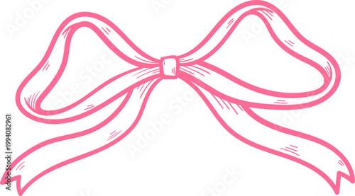 Simple Cute Ribbon Bow Line Art Clipart
