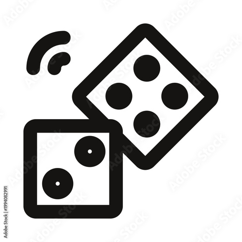 Dice icon. Discover our modern dice outline icon with a clean and minimal line icon design for games and chance themed projects.
