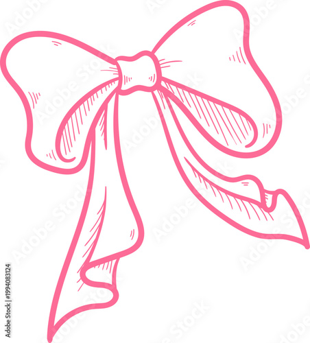 Layered Ribbon Bow Whimsical Decorative Clipart