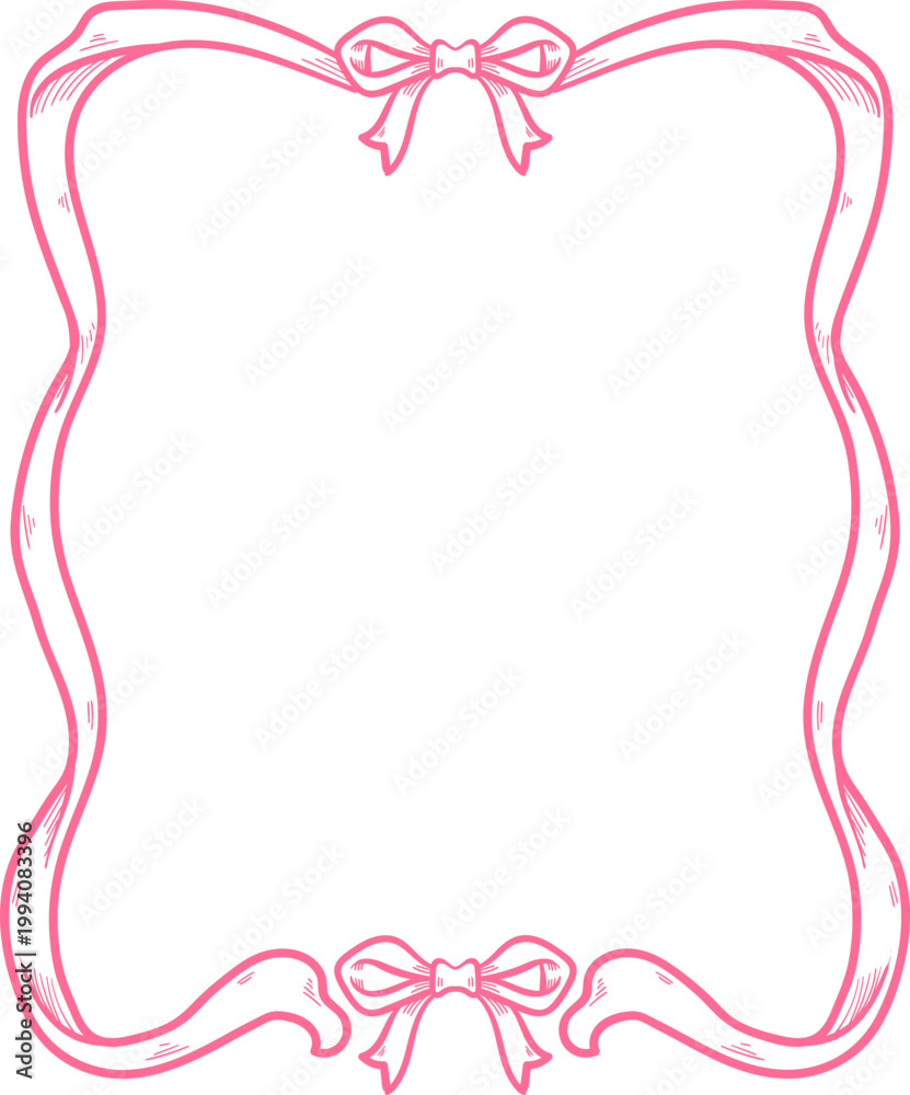 Naklejka premium Ribbon Frame Border Elegant Hand Drawn Clipart