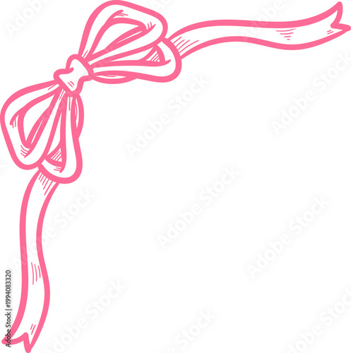 Ribbon Border Corner Frame Hand Drawn Clipart