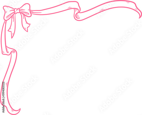 Simple Ribbon Frame Border Corner Minimal Line Clipart