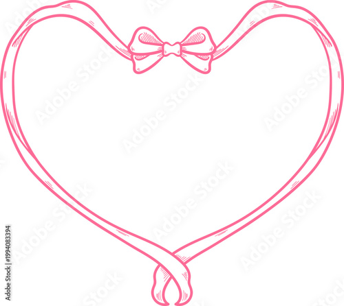 Heart Shape Ribbon Frame Border Cute Clipart