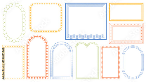 Abstract geometric shapes connected by dashed and solid lines in a minimalist design Vector