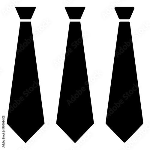 Black Silhouette Tie Icon for Business
