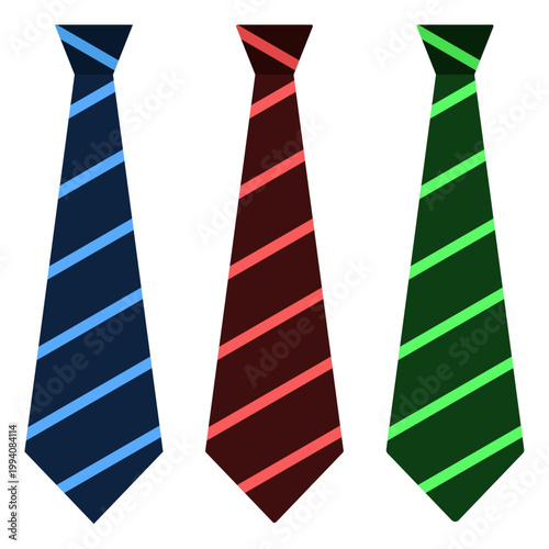 Blue Green Red Striped Tie for Business