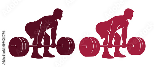 Deadlift exercise vector illustration, strong man performing weightlifting, powerlifting workout, fitness and gym training, athletic strength sport graphic