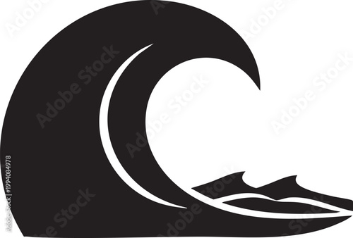 Black wave, ocean wave, surf icon, vector wave, sea graphic