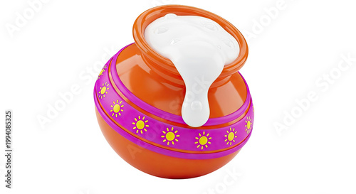 Clay Pot Overflowing with White Cream