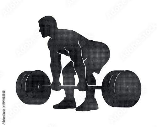 Strongman deadlift silhouette, powerful weightlifting exercise, black vector graphic, fitness and gym workout illustration, strength training icon for health and wellness designs