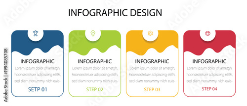 Presentation business infographic template with 4 options.ector timeline infographic with four square connected elements. 