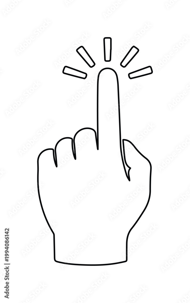 Obraz premium Clicking hand cursor icon, interactive pointer symbol, user interface element, web design vector graphic, digital interaction illustration