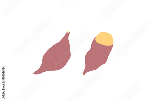 断面がオレンジ色の焼き芋のイラスト