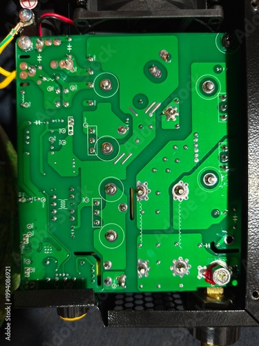close-up of printed electronic circuit board of welding machine