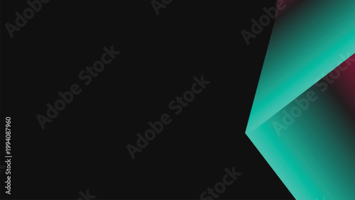 Abstract geometric layered gradient shapes on black background with teal and red contrast modern minimalist design