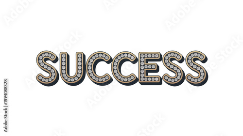 Quadro su tela Decorative 3D 'success' text with intricate patterns and details white backgroun