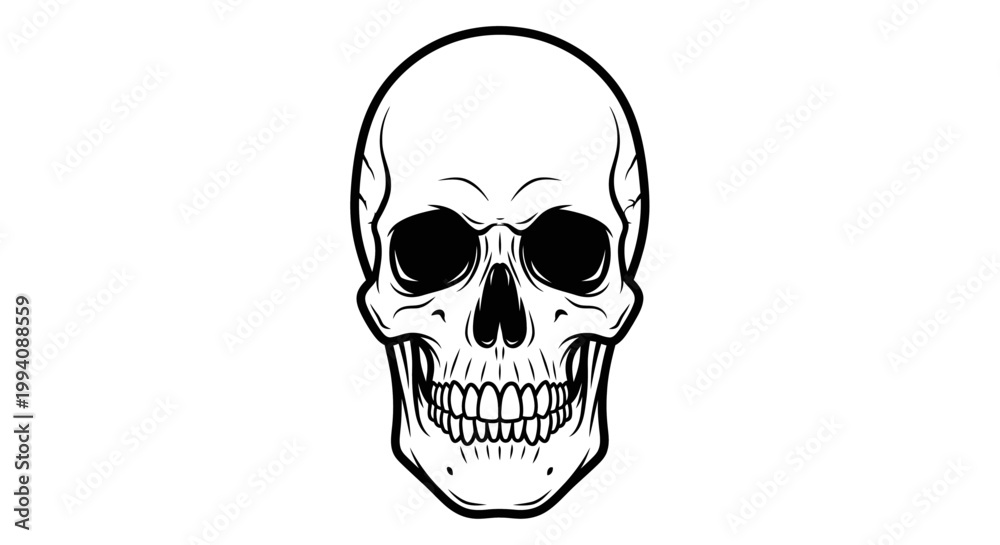 Obraz premium Detailed skull illustration on white background for graphic design and concepts