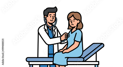 Doctor examining patient illustration for healthcare and medical concepts