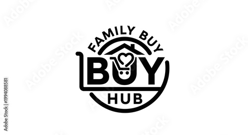 Family buy hub logo vector illustration of shopping cart and home design