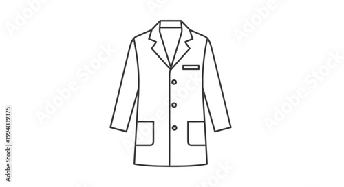Clean line art vector graphic representing a professional white doctor's or laboratory coat uniform design.