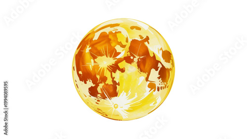 A close-up depiction of a moon with a warm, orange and brown hue during a partial eclipse Vector