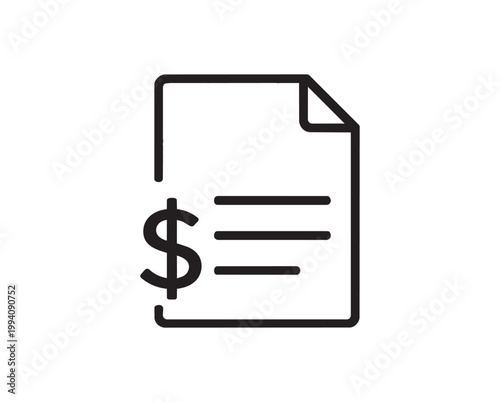 "Invoice Document Icon Representing Billing, Payment, Accounting, Finance, and Budgeting"