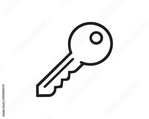 Minimalist Door Key Icon - Security Access and Solution Vector Line Art Design
